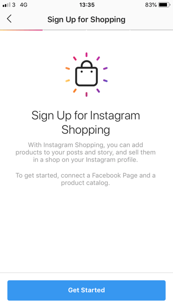 Sign up for instagram shopping